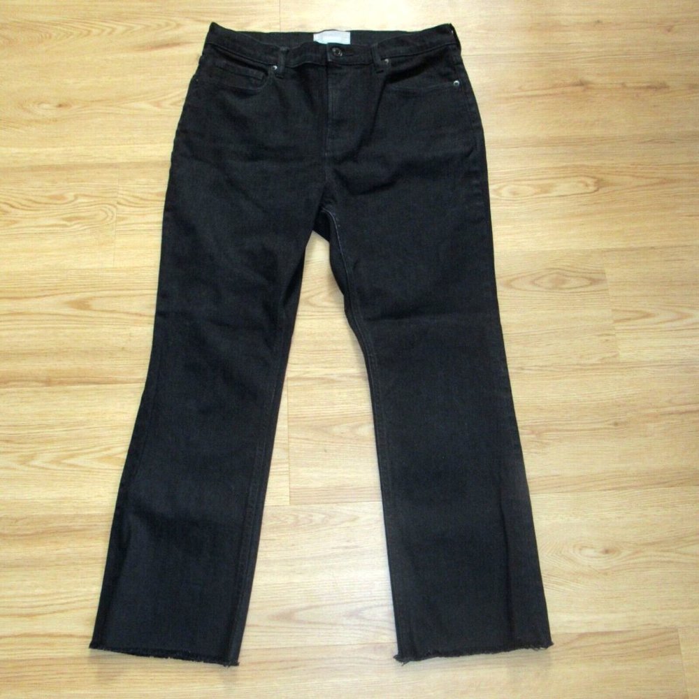 Everlane Straight Jeans Women's 31 Black Denim Pant High Waist Raw Hem